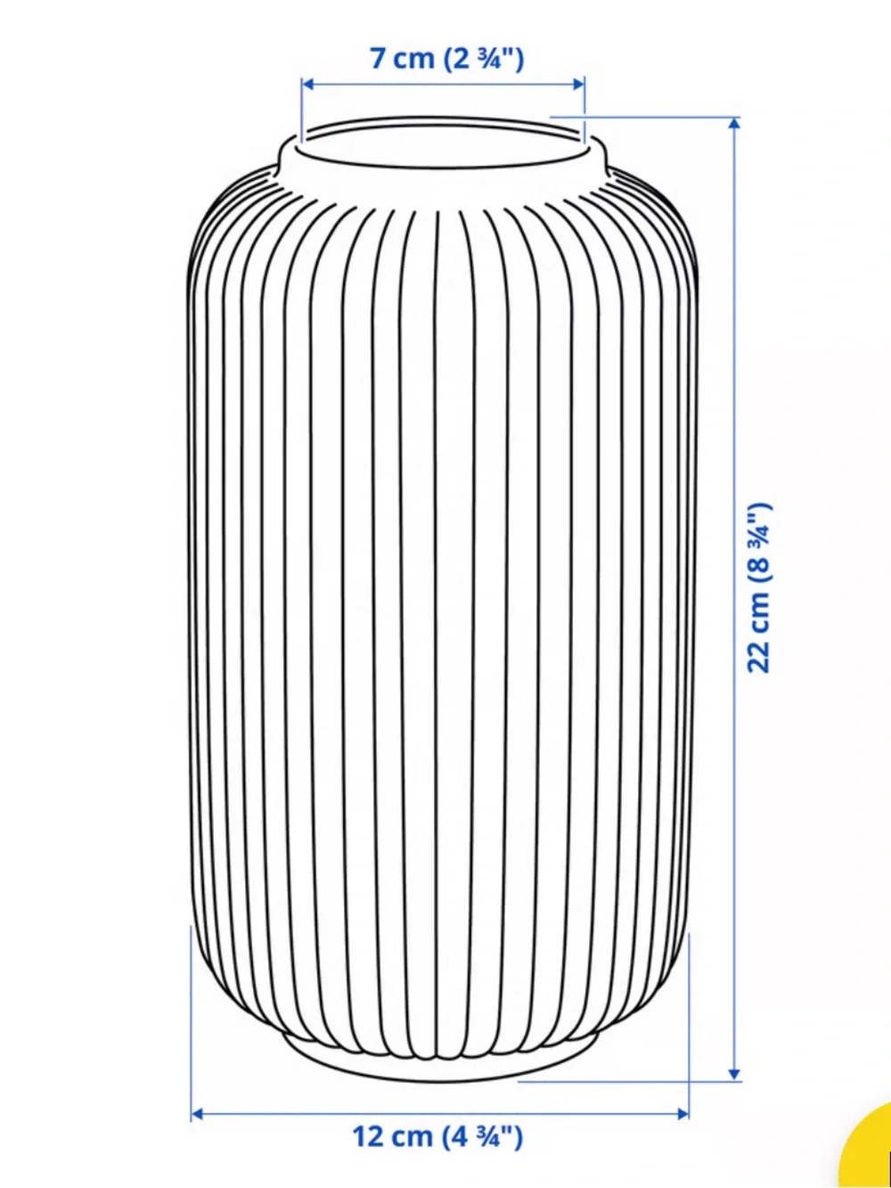 IKEA Black Ribbed Ceramic Vase